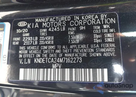 2021 Kia Seltos Sx Turbo z USA, uszkodzony, nr VIN KNDETCA24M7162273